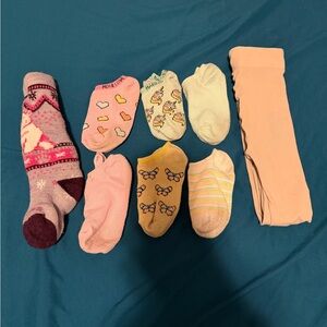 Mixed Girls' Socks and Tights - Pink, Yellow, Cream, Gray